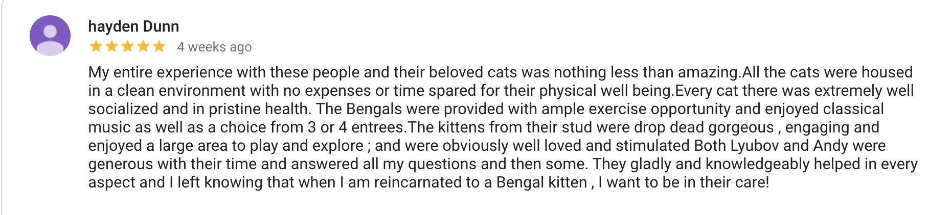 Bengaltimecattery.com Reviews